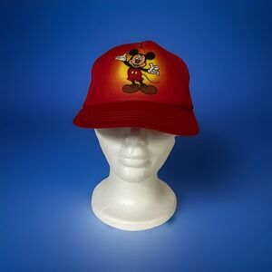 Mickey Mouse Trucker‎ Hat Walt Disney Company Mesh Red YOUTH 90s Vintage